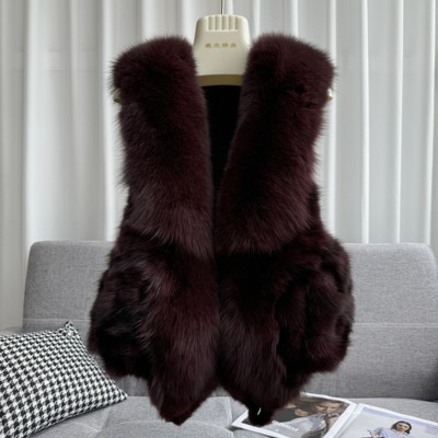 2023秋冬狐狸毛皮草马甲女短款海宁皮草韩版背心坎肩