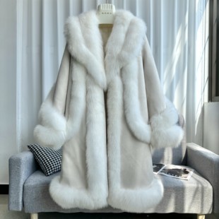 2024秋冬狐狸毛皮草大衣女中长款海宁真毛羽绒服厚实气质外套