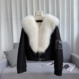 2025秋冬狐狸毛皮草女海宁真毛鹅绒显瘦年轻短款 设计感毛领外套