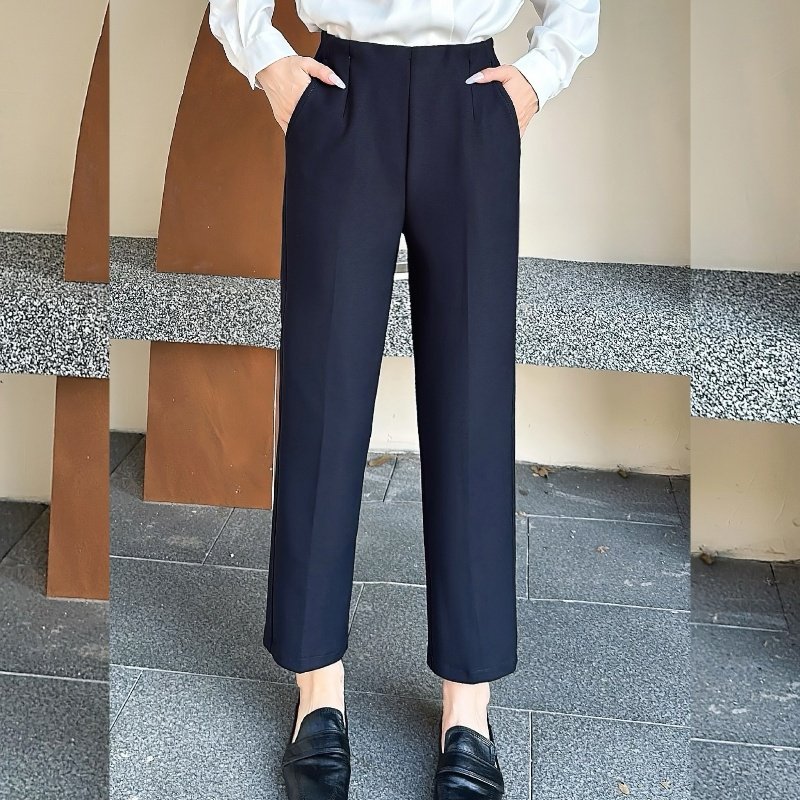 加绒小西裤女2025秋冬新款高腰黑色四面弹力小个子显瘦九分萝卜裤