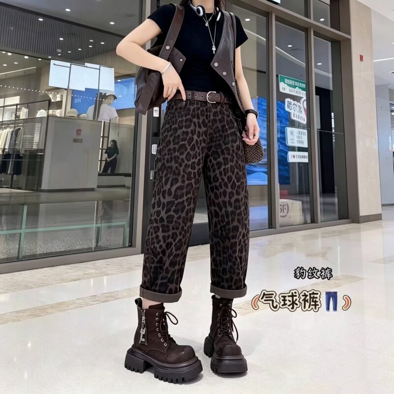 气球牛仔哈伦垮裤九分2026秋季款图片