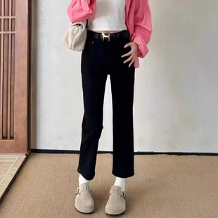 高腰弹力小个子直筒显瘦八九分裤 新款 子 女2026春季 欧货牛仔烟管裤