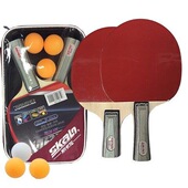 斯卡龙3393实木兵乓球拍 副两支送三球拍套初学训练比赛双面反胶