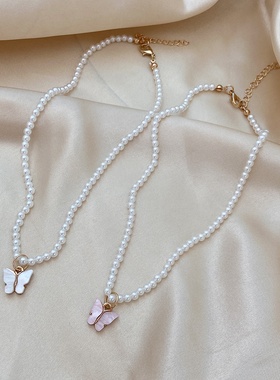 跨境外贸欧美风走创意夸张个性时尚欧美跨境感亚克力蝴蝶吊坠项链