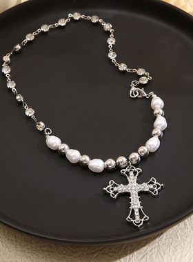 跨境外贸欧美风走创意夸张个性时尚欧美跨境款热销仿珍珠项链创意