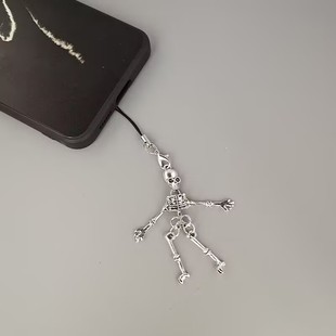 趣味搞怪可活动骷髅骨架手机挂件气质个性钥匙包包U盘吊坠小配饰