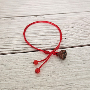 古风好运连连桃木莲蓬红绳手链手绳男女本命年平平安安红绳脚链