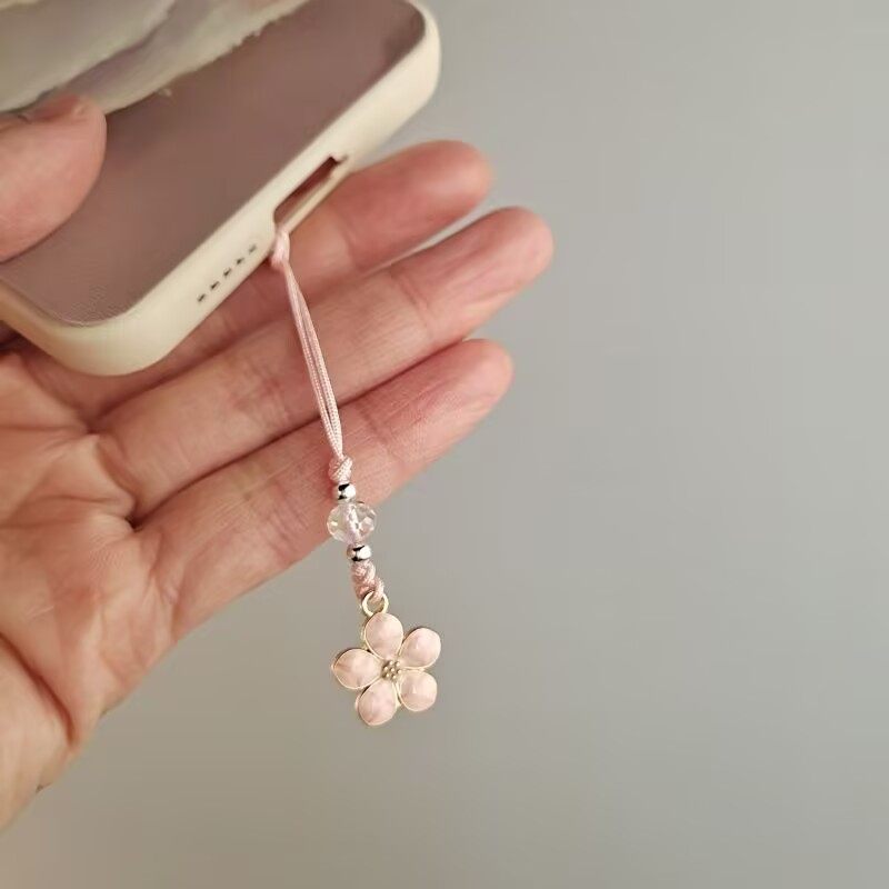 原创浪漫樱花手机链女款高颜值少女心手机U盘包包防丢挂绳小饰品