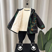 男童加绒外套2025新款 时髦儿童秋冬加厚冲锋衣男宝宝冬季 保暖上衣