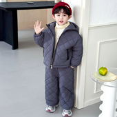 棉裤 套装 2025新款 男童冬装 儿童加厚衣服冬季 男宝保暖外套两件套潮
