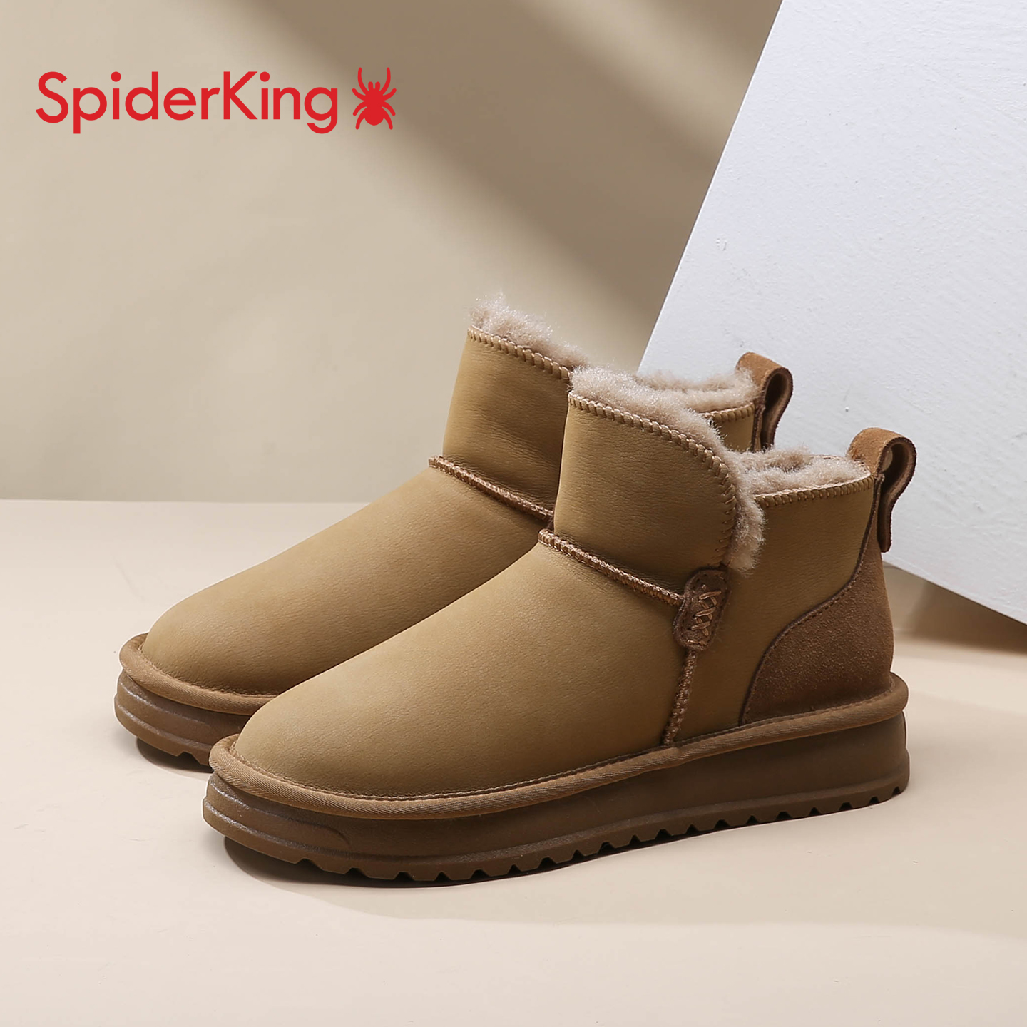 蜘蛛王东北雪地靴男冬季2025新款加绒保暖加厚防滑短筒男士大棉鞋