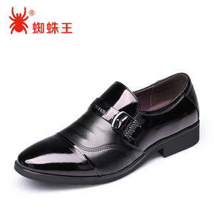 蜘蛛王男鞋官方2025年正品皮鞋韩版亮皮漆皮男士单鞋橡胶底结婚鞋