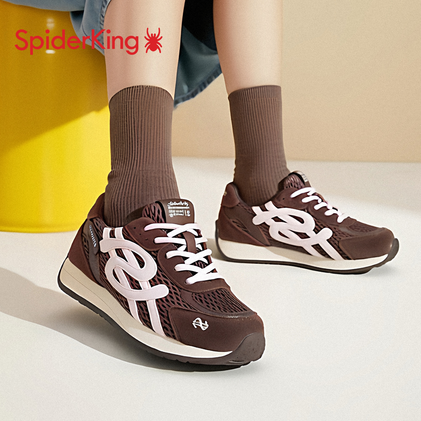 蜘蛛王女鞋2025新款秋季网面透气运动休闲鞋女士百搭潮流德训鞋女