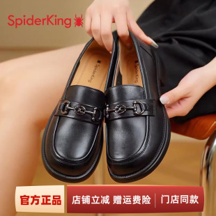 透气春季 简约真皮一脚蹬英伦风小皮鞋 正品 豆豆鞋 乐福鞋 蜘蛛王女鞋