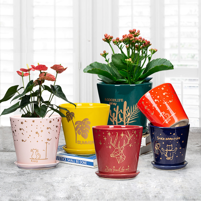 花盆陶瓷家用圆形带分体托盘特大号桌面花卉绿萝君子兰多肉绿植盆,鲜花速递/花卉仿真/绿植园艺,花盆,淘宝优惠券,粉丝福利购,淘宝优惠卷