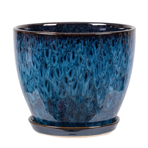 高款陶瓷桌面花盆带托盘吸水透气