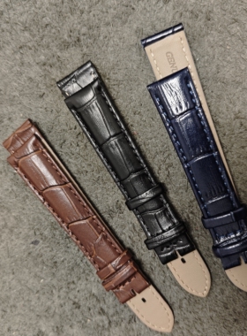 16mm罗西尼原装表带女 Rossini手表带真皮表带藏蓝色中光牛皮针扣