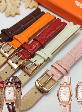 FolliFollie表带芙丽芙丽手表带凹口原装真皮 WF16R027B米色14mm