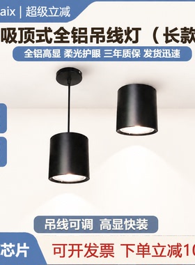 商用明装吊杆筒灯LED圆形天花灯吸顶吊灯免开孔吊线筒灯工程照明