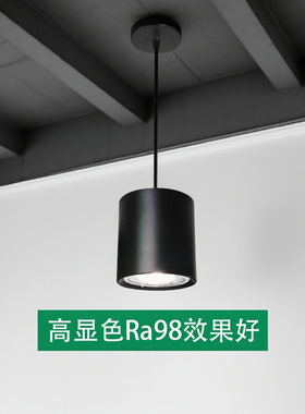 商用明装筒灯led圆形天花灯吸顶cob吊灯免开孔吸顶灯吊线吊杆桶灯