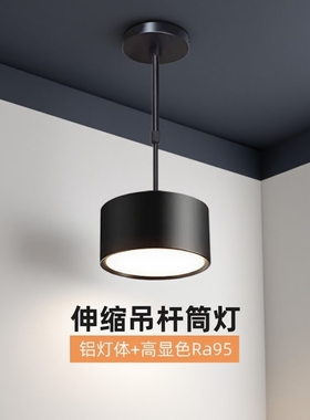 圆柱形吊灯led圆筒吊线灯8W店铺圆形吊杆灯商用明装桶灯5寸免开孔
