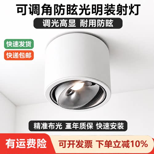 免开孔明装防眩光可调角度射灯