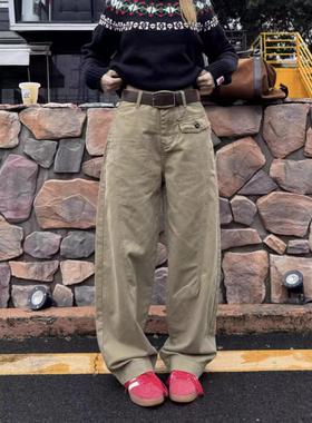 2025新款美式复古宽松直筒弯刀小个子工装裤女休闲垂感百搭长裤