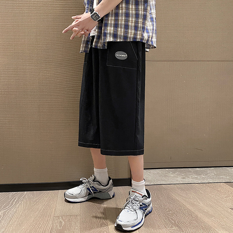 爆！1夏季新款港风宽松休闲大码冰丝休闲七分裤DK7107-P40,男装休闲裤,星座717