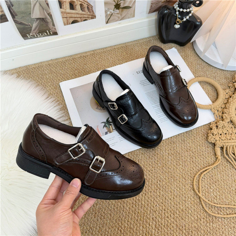 英伦风乐福鞋女2026春季新款法式双扣带小皮鞋时尚百搭一脚蹬单鞋,女鞋,乐福鞋（豆豆鞋）,淘宝优惠券,粉丝福利购,淘宝优惠卷