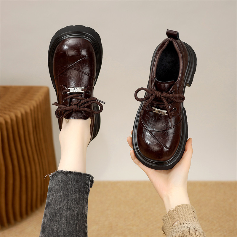 厚底乐福鞋女2026春秋季新款时尚圆头交叉绑带百搭软底显瘦小皮鞋,女鞋,乐福鞋（豆豆鞋）,淘宝优惠券,粉丝福利购,淘宝优惠卷