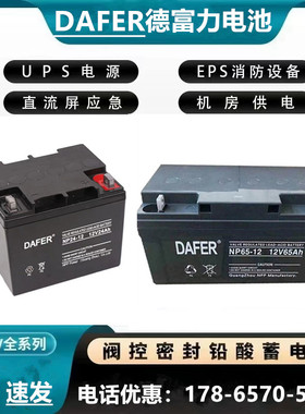 DAFER德富力蓄电池12v17AH20AH24AH38AH40AH65AH100AH消防ups电源