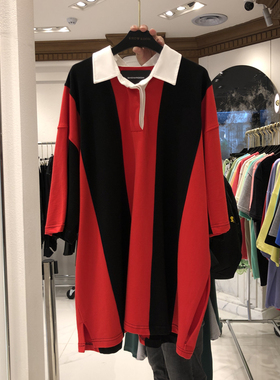 正品SHOW ROOM 秋款新品休闲百搭拼接衬衣领七分袖外套半开衫女