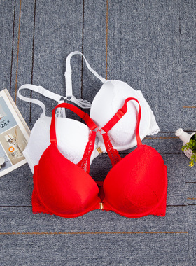 欧美外贸大码内衣纯色上薄下厚模杯Y背前扣文胸胖MM（75-80ABCDEF