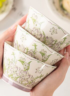 小清新陶瓷碗家用2025奶白釉新款兜里碗吃饭碗精致小碗