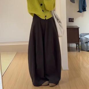 女秋冬2025新款 休闲宽松长裤 版 弯刀裤 型超好看 美拉德咖色阔腿裤