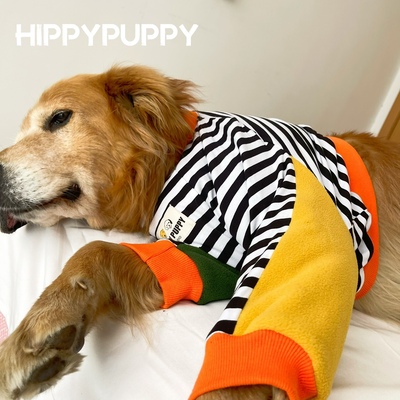 HippyPuppy条纹撞色护肘大型犬衣服宠物服装大狗春夏保护关节