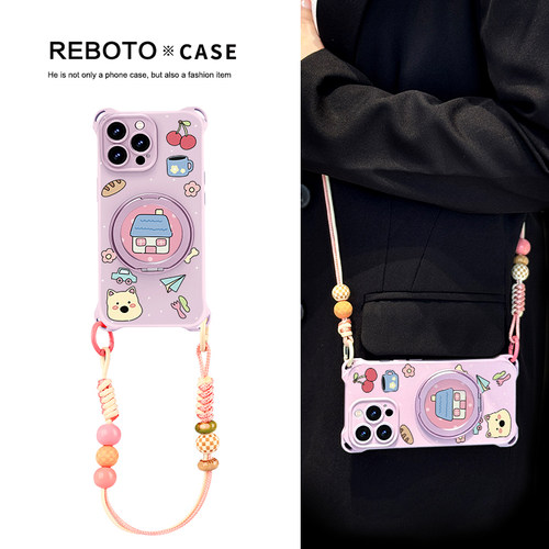 樱桃小屋斜挎挂绳适用苹果16pro手机壳新款iphone15promax可手提腕带iP14四角防摔15plus简约13轻奢11/12背带