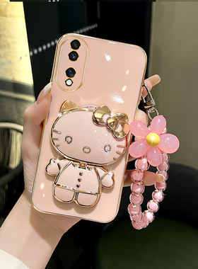 适用荣耀90手机壳女款荣耀80可爱猫咪补妆镜支架荣耀70保护套荣耀90pro硅胶荣耀50/60防摔新款60se粉色小清新