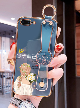 适用苹果8plus手机壳新款iphone7/8忠于自己7plus斜跨挂绳腕带保护套7p8p硅胶全包防摔卡通女款原创软壳
