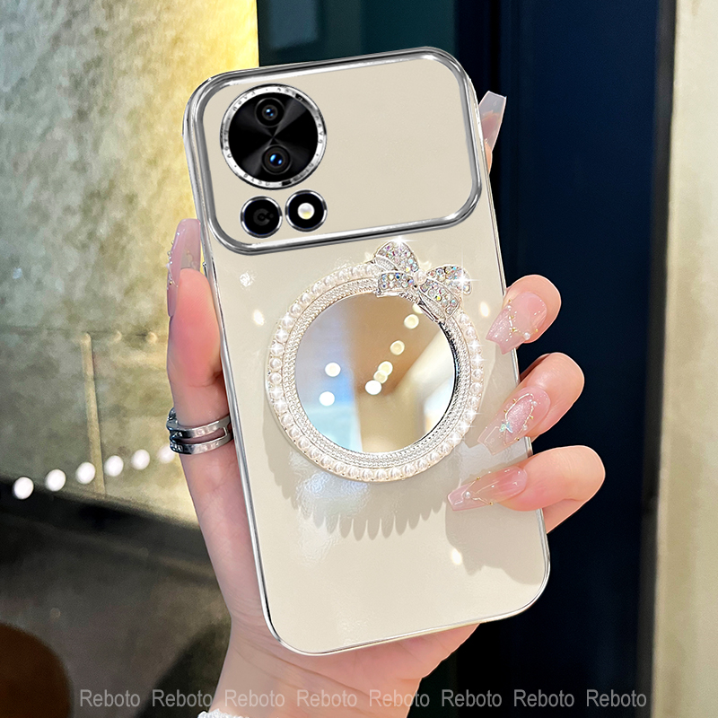 适用于华为nova12手机壳nova12pro珍珠补妆镜nova11大视窗外壳nova10pro硅胶nova9女款se防摔nova7se电镀创意