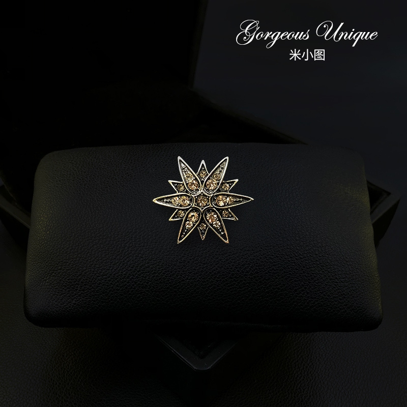 1931 磁吸/免缝复古六芒星小胸针精致高档男士吸铁石别针西服配饰