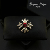 1917法式 复古鸢尾花胸针精致高档高级感宫廷十字胸花西服外套配饰