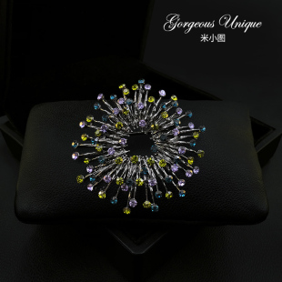 2013 胸花优雅奢华别针配饰 复古暗闪烟花绽放胸针 精致高档时尚