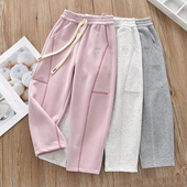 春秋款 长裤 儿童女童棉质窄版 宝宝中大童休闲卫裤 弯刀裤 洋气童装