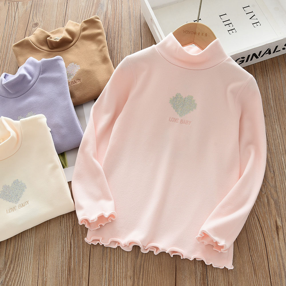 女童秋冬德绒立领打底衫