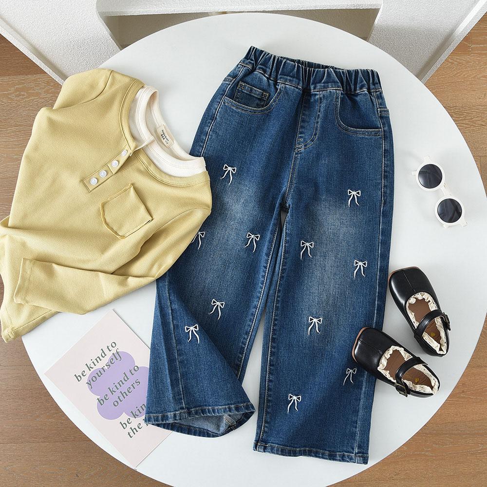 女童春秋款蝴蝶牛仔裤