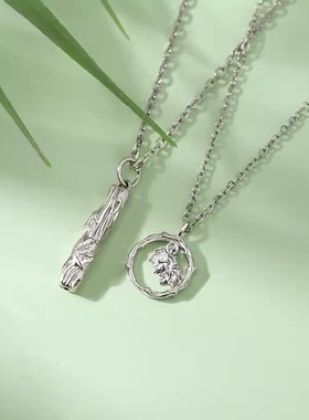 梧桐树情侣项链男女一对森系