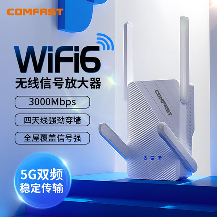 COMFAST 中继器无线信号增强放大器路由器千兆高速家用WiFi6穿墙全屋覆盖扩大器信号接收器2024新款CF-XR185