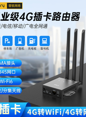 plery普锐 工业级4g插卡路由器 4G转有线转WIFI全网通移动CPE 宽带4G双网备份LAN/WAN切换监控工程上网R802