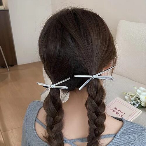 银色蝴蝶结发夹甜酷少女刘海夹发卡边夹额前碎发夹子发饰